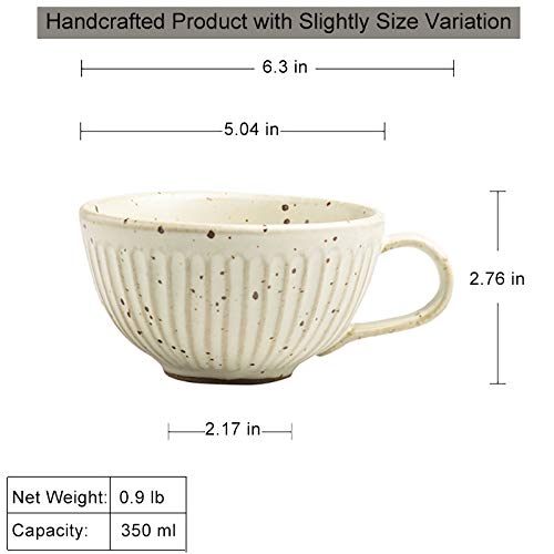 Bicrops Ceramic Retro Shaving Bowl, Wide Mouth, Large Capacity Shaving Mug, Easier To Lather (Off-white)