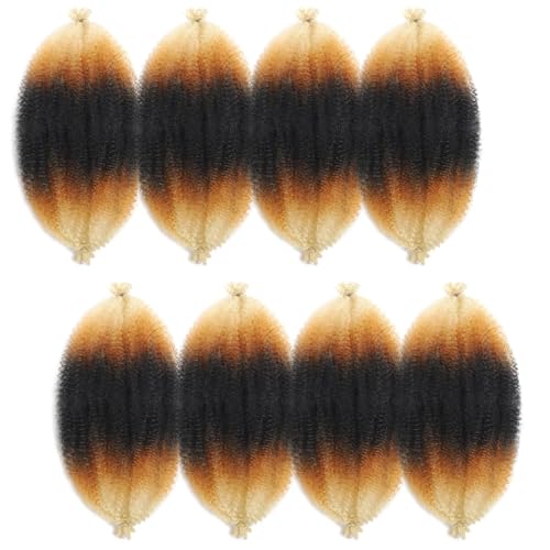12 Inch Springy Afro Twist Hair 8 Packs Marley Twist Braiding Hair Pre-fluffed Spring Twist Hair Kinky Hair Afro Twist Hair Marley Hair for Faux Locs (12 Inch (Pack of 8), T1B/27/613#)