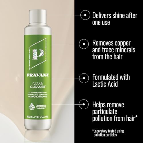 Pravana Clear Cleanse Mineral Diminishing Shampoo | For Clarifying Color Treated Hair | Instantly Removes Hard Water Deposits | Hydrates, Energizes, Volumizes | Eliminates Discoloration | Vegan