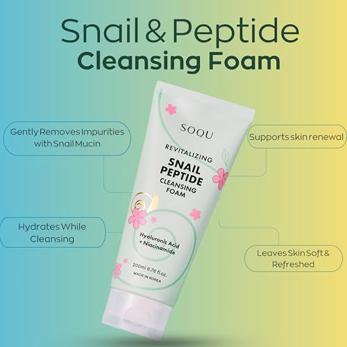 Snail Peptide Cleansing Foam with Niacinamide & Hyaluronic Acid ? Hydrating Facial Cleanser for Radiant Skin ? Made in Korea ? 200ml