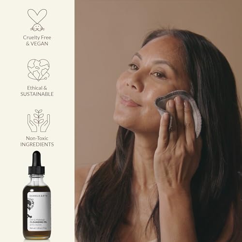 Bambu Earth Daily Cleansing Oil and Makeup Remover for All Skin Types - Vegan Facial Cleanser for Removing Dirt and Excess Oil 1.8 oz