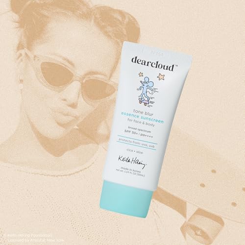 dearcloud Keith Haring Tone Blur Essence Sunscreen SPF 50+ PA++++ ? Korean Sunscreen for Face, Primer & Vegan (1.69 fl oz)