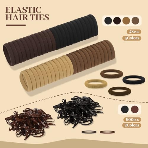 860Pcs Hair Accessories Set for Woman, Bow Hair Clips Hair Scrunchies Bobby Pins Claw Hair Clips Seamless Cotton Ponytail Holders Hair Ties Rubber Elastic Hair Bands with Organizer Box