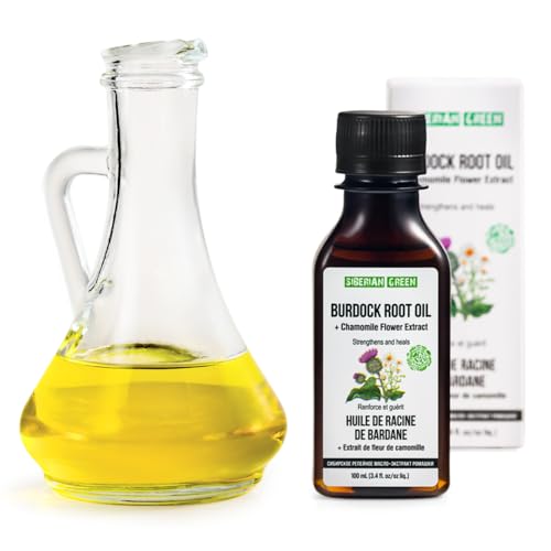 Siberian Green Burdock Oil with Chamomile Extract ? 100ml Burdock Root Oil for Hair Growth, Hair Thinning and Loss ? Pure and Natural Siberian Herbs ? Strengthening and Healing Hair Care
