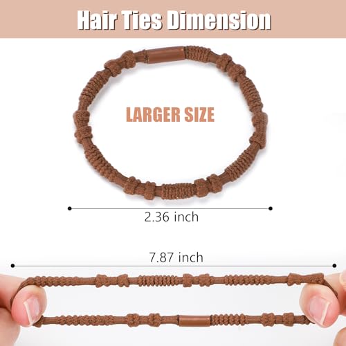 WantGor Boho Hair Ties, 20 PCS Hair Bands 4 Styles Neutral Hair Ties 2.36inch Cute Ponytail Holders Elastic Boho Hair Bracelets for Women Thick Thin Long Curly