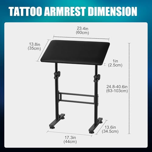 POARMEEY XXL Tattoo Arm Rest Stand Professional Tattoo Armrest with Large Soft Pillow and Adjustable Hight Angle for Studio