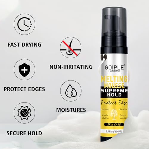Lace Melting and Holding Mousse Glue-Less Hair Adhesive for Wigs, Wig Glue Lace Melting Spray Lace Melt Mousse for Closure Wigs Extensions, Wig Melting Mousse Supreme Hold for Wig Hair Wig Install Kit