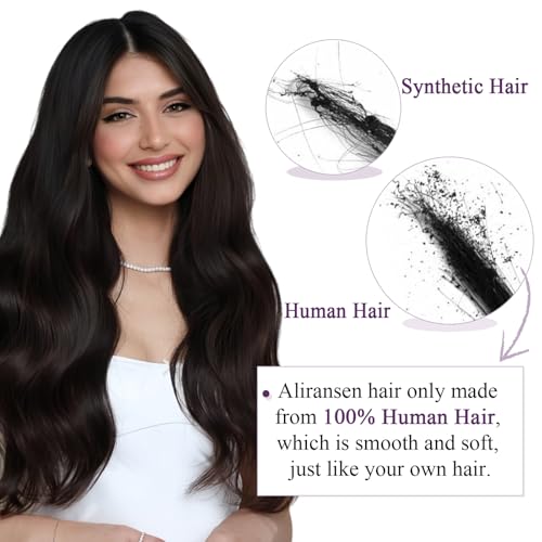 Clip in Hair Extensions Real Human Hair Dark Brown Hair Extensions Silky Straight Clip in Human Hair Extension Clip ins Remy Hair for Women 85g 7pcs 14 Inch