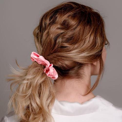 Pink Silk Hair Scrunchies for Women Girls 12Pcs Bulk for Thick Hair No Damage Hair Ties Accessories