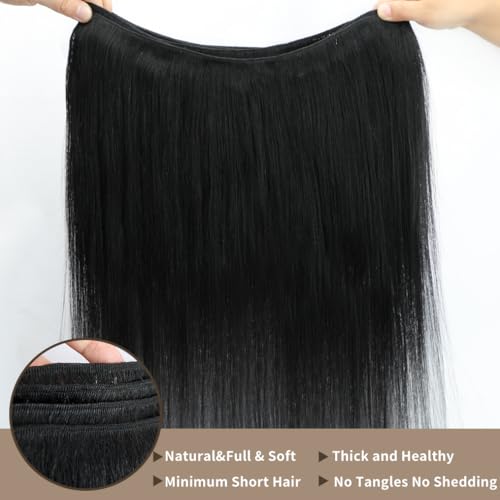 Human Hair Bundles Straight 3 Bundles 24 26 28 Inch 12A Grade 100% Unprocessed Brazilian Virgin Human Hair Bundle Double Weft Human Hair Extensions Natural Black Color