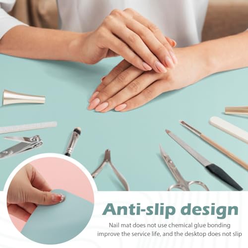 Foldable Nail Mat, Waterproof Manicure Pad 23.62x15.75 Inch | Perfect for Manicure at Home or Salon | Easy to Clean, Portable Design (Pink+Blue)