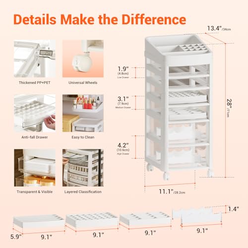 Transparent Stand-Up Makeup Organizer with Detachable Storage Compartments, Organized Arrangement, No Complex Assembly