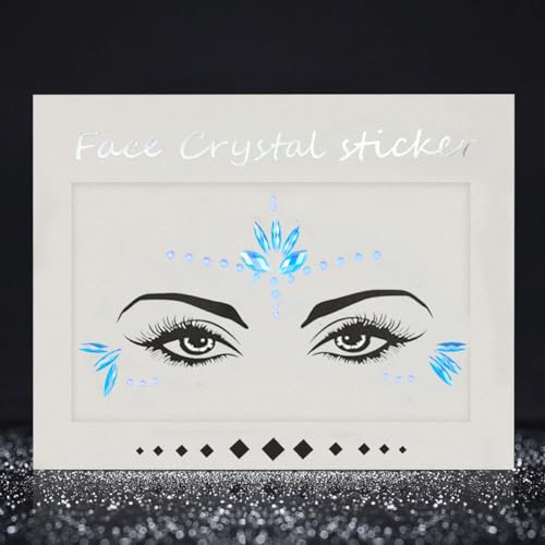 Mermaid Face Gems Stick Jewels Halloween Body Eye Face Jewels Gems Rave Festival Tattoo Glitter Self Adhesive Crystals Rhinestones Diamonds Tattoos Sticker Party Carnival Festival Decorations (Blue)