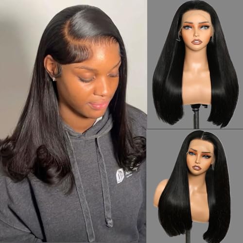 Lemoda 250% Double-Drawn SKINLIKE Real HD Lace Frontal Wigs Straight 13x4 Full Lace Frontal Virgin Human Hair Wigs Frayed Ends Lace Wigs Invisible Lace 0.10mm Ultra-thin Knots Wigs 16Inch