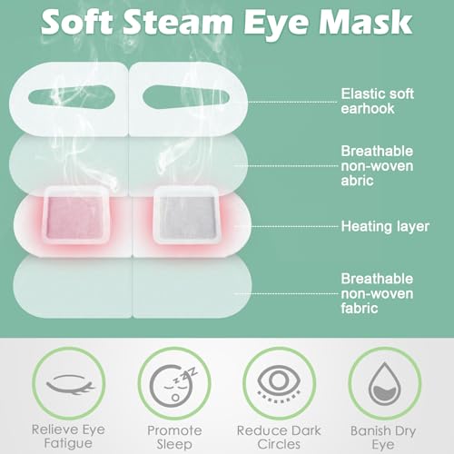 96 Packs Steam Eye Mask Disposable Self Heating Eye Mask for Dry Eyes Spa Warm Sleep for Home Office Travel Eyestrain Relieve