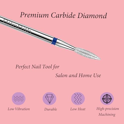 Cuticle Nail Drill Bit,3/32" Diamond Flame Safety Under Nail File Bit, Russian Pro Nail Buffer Bit, Cuticle Dead Skin Remover,Drill Bits for Manicure Pedicure,Nail Prep, Nail Supplies,Medium