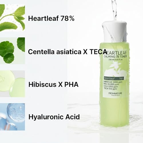 HEARTLEAF Calming 78 Toner_Sensitive Skin, Intensely Calms & Soothes Redness with CICA & TECA, Gentle Exfoliation with PHA & Hibiscus, pH 5.5 Korean Glass Skin Care.