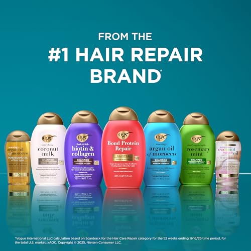 OGX Clarifying Strength + Rosemary Mint Shampoo, Clarifying Shampoo for Oily Hair Visibly Helps Remove Oil & Residue to Clear Away Buildup, Sulfate-Free Surfactants, 13 fl. oz