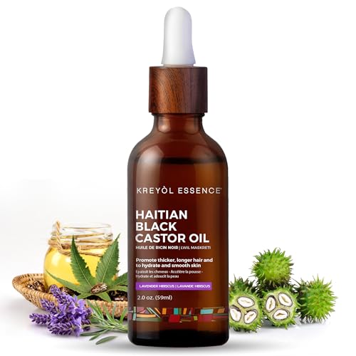 Kreyol Essence - Haitian Black Castor Oil for Skin and Hair, Glass Bottle | Cold Pressed | Hexane Free | Fuller-Looking Hair