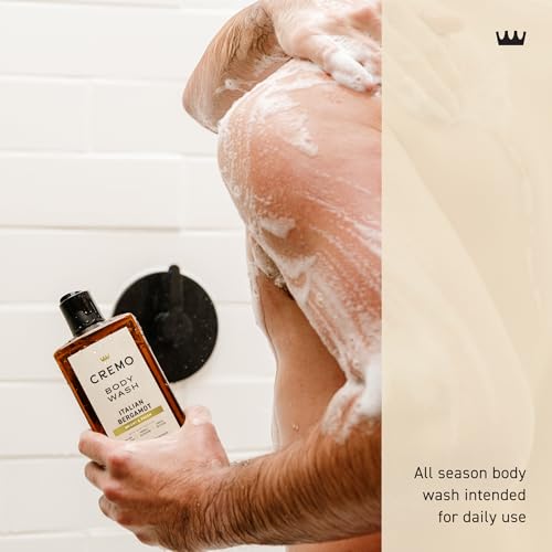 Cremo Body Wash Men, Notes of Italian Bergamot, Neroli Blossom, and Fresh Vetiver, Rich-Lathering Italian Bergamot, 16 Fl Oz