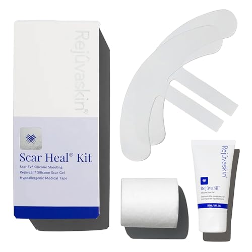 Rejuvaskin Scar Heal Kit for Breast Scars, Soften, Flatten, Reduce and Recover, Silicone Sheeting, RejuvaSil Gel & Medical Tape, Breast Piece Pair