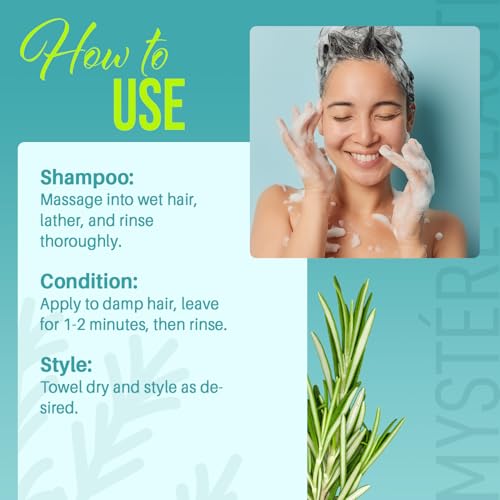 MYST?RE BEAUT? Rosemary Chelating Shampoo and Conditioner Set ? Sulfate Free Hard Water Hair Care with Biotin, Keratin & Tea Tree ? Clarifying & Strengthening Duo for Hair Growth ? 16 oz Each