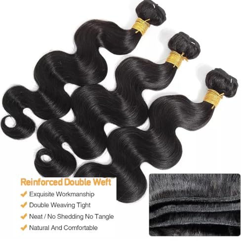 Human Hair Bundles 18 20 22 Inch Body Wave Bundles 100% Unprocessed Brazilian Virgin Hair Quick Weave Extensions Natural Black