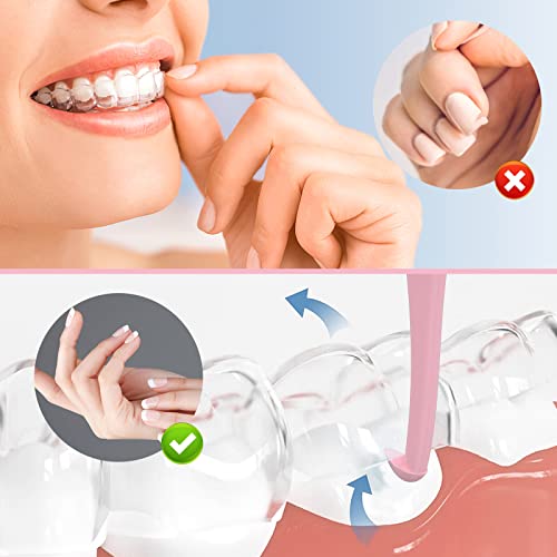 ARGOMAX - Aligner Removal Tool, 50 Invisible Braces Removal Tools, Retainer Remover Tool, Suitable for Removing Braces, Trays, Retainers, Dentures and Aligners(Pink).