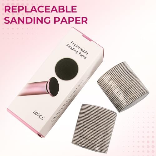 krofaue 60 PCS Replaceable Sandpaper Discs - 80 & 100 Grit Pad Refills for Electric Foot File Callus Remover - Dead Skin and Calluses Removal