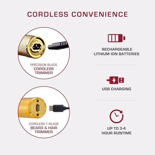 KISS Precision Blade Cordless Trimmer with Stainless Steel T-Blade, Powerful High-Torque, High-Speed Motor, 3 Blade Guard Attachments & Blade Cover, USB Cable & Long-Lasting Lithium Ion Battery