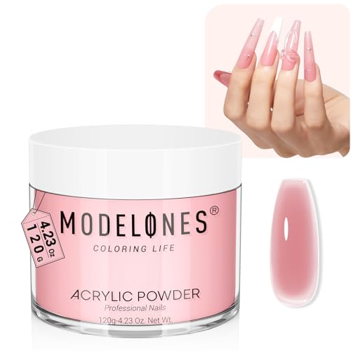 Modelones Acrylic Powder, 4.23oz Upgraded Cover Pink Nail Acrylic Powder for Nail Art 3D Carving French Nails Extensions, Non-Yellowing, Gifts for Women