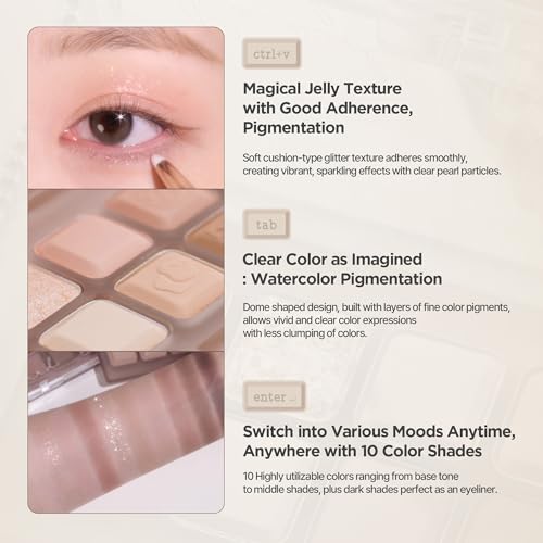 lilybyred Mood keyboard eyeshadow palette | Soft neutral ash color, Long-Wearing, glitter, Clear watercolor | Palette With Easy Color Matching For All | K-beauty (04#Cool membership)