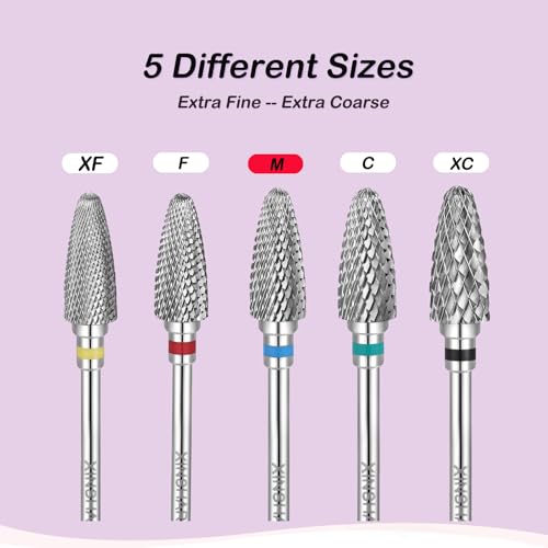 Nail Drill Bits 3/32" Carbide Professional Safety Tungsten Nail File Cone Drill Bit for Acrylic Nail Gel Cuticle cleaner Manicure Pedicure Nail Polishing, Beginner Salon, Medium
