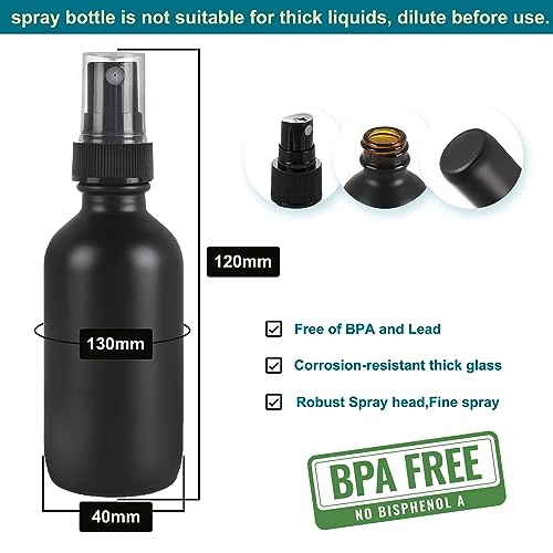 Frosted Black Glass Small Spray Bottle 2 oz 24 Packs,Fine Mist Sprayer Small Clear Bottles,Refillable Containers mini spray bottles for Cleaning Solutions and Skin Care (Frosted Black 24pcs)