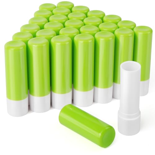 LotFancy Lip Balm Tubes Empty, 28Pcs 4.5ml, BPA Free & Leak Free, Durable Lip Balm Container Tubes with Green Caps, Refillable & Reusable