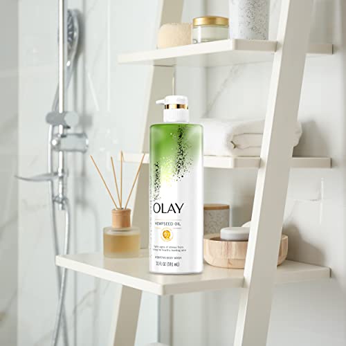 Olay Hydrating Body Wash for Women with Hempseed Oil and Vitamin B3, 20 fl oz (Pack of 4)