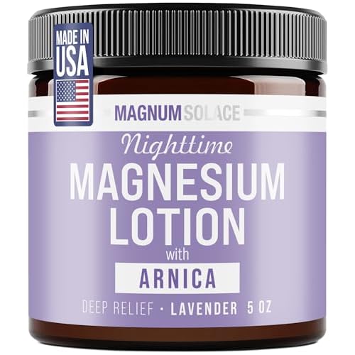 Magnum Solace Nighttime Magnesium Lotion with Arnica ? Soothing Relief & Relaxation, Highly Concentrated Magnesium for Muscles & Joints ? Apply to Legs or Feet Before Bed ? Skin-Friendly