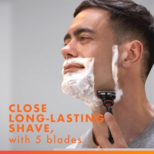 Gillette Fusion5 Razors for Men, 1 Razor, 4 Blade Refills, Lubrastrip for a More Comfortable Shave