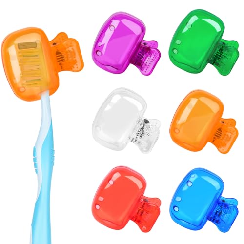6 Pack Toothbrush Covers Portable Toothbrush Protector Coverings Clips Tooth Brush Storage Head Cover Cap Tooth Brush Covers for Kids Bathroom Home Travel Tooth Brush Case