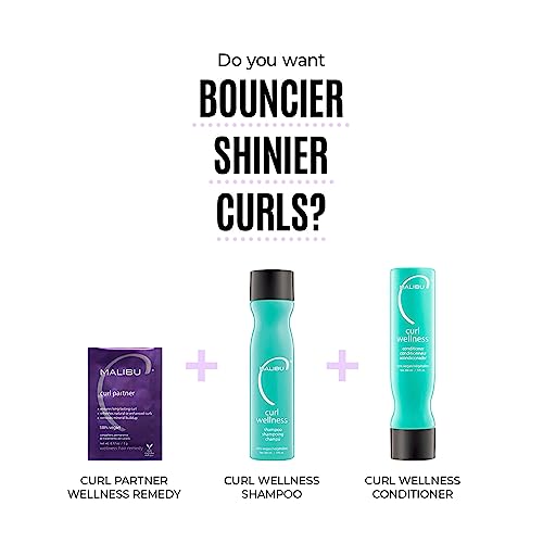Malibu C Curl Partner Wellness Remedy (1 Packet) - Removes Mineral Build up for Healthier + Bouncier Curly Hair - Contains Gentle Antioxidants for Curly Hair Care
