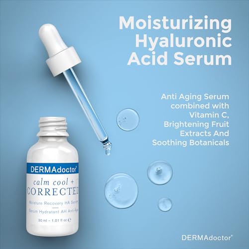 DERMAdoctor Hyaluronic Acid Moisturizer for Face ? Hydrating Niacinamide Face Serum with Vitamin C ? Dermatologist Formulated Hydrating Serum for Sensitive Skin, 1 fl oz