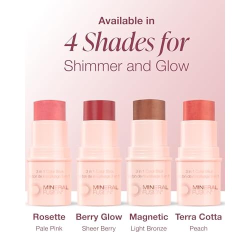 Mineral Fusion, Color Stick Rosette 3 In 1, 0.18 Ounce
