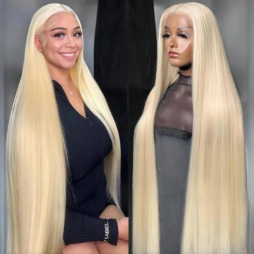 32 Inch 613 13x6 Lace Front Wig Human Hair 200 Density HD Transparent Blonde Straight Human Hair Wig 613 Lace Front Wig Human Hair Pre Plucked for Women 613 HD Lace Frontal Wig 13x6
