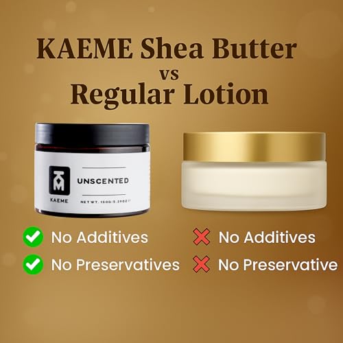 Kaeme Unscented Pure Shea Butter Made with Raw Organic Unrefined Body butter for women and men Fragrance Free with Coconut Oils suitable for Sensitive skin (10.5oz/300g jar)