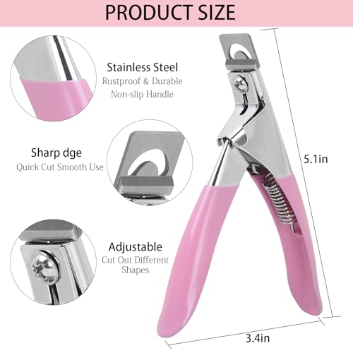 Acrylic Nail Clipper with Magnets,Nail Clippers Acrylic Nail Cutter,Nail Cutter for Nail Tips with 10PCS Sizer Magnets,Manicure Tool for Salon or Home Nail Art(Pink)