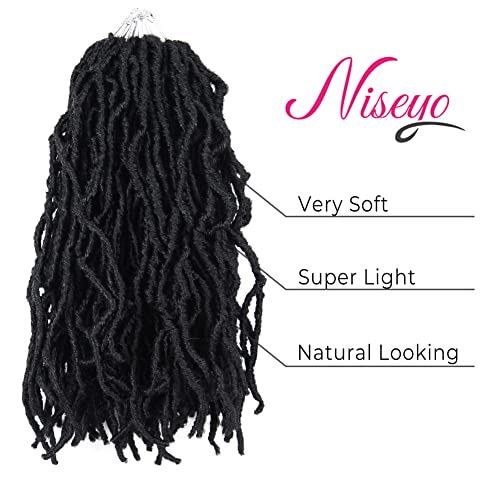 Niseyo Faux Locs Crochet Hair 14 Inch Soft locs, 6 Packs Short Crochet Locs Pre Looped Crotchet Straight Synthetic Hair Extensions (1B, Natural Black)