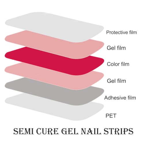 Semi Cured Gel Nail Strips - White French Tip with Clear Base, 20 Pcs DIY at Home Nail Art, UV/LED Lamp Required, Beginner Friendly & Salon Quality Manicure