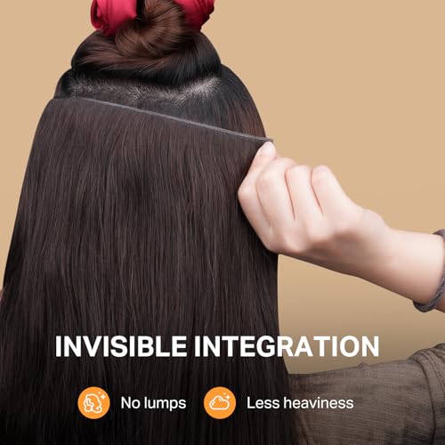 DOORES Butterfly Weft Hair Extensions Human Hair, Natural Black 20 Inch 100g, Double Weft PU Extensions with Micro Beads Invisible Seamless