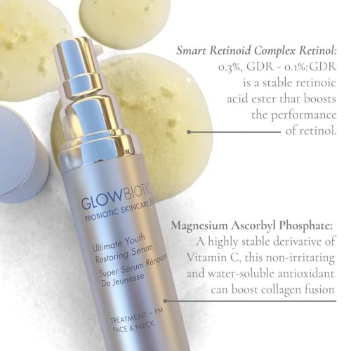 Glowbiotics Ultimate Youth Restoring Serum with Retinol, Probiotics, Vitamin C & Peptides ? 5?in?1 Firming, Brightening Anti?Aging Treatment for Face