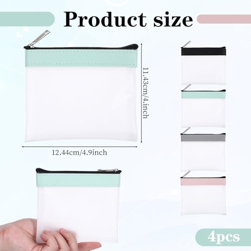 4 PCS Multicolor Strawberry Pattern Small Makeup Bag, 4.9x4.5 Inch, 4 Count, Cosmetic Bags, Zipper Closure, Female, Synthetic, Pouch